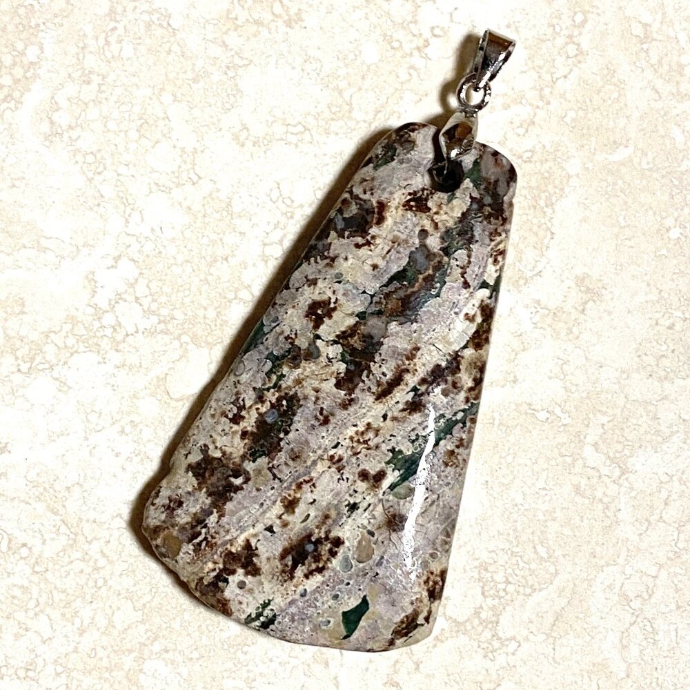 Genuine Multi Color Ocean Jasper Pendant, Large Natural Gemstone Pendant